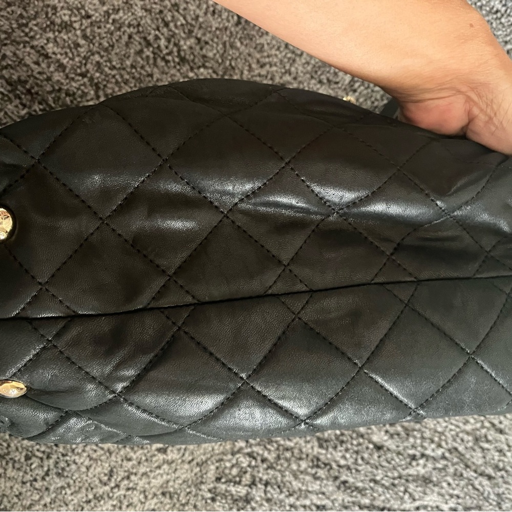 Michael Kors Black Quilted Tote with Gold Accents - Picture 3 of 4